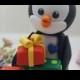 Birthday penguin cake topper, 1st birthday cake topper, Baby boy penguin holding 2 gifts with little blue heart, penguin cake topper