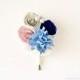 Corsage from Books made with Hydrangea, Roses & Brunia Berries - IN YOUR COLORS - Book Page Paper Wedding Buttonhole Flowers