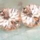Peach crystal earrings,stud earrings,big stud earrings,crystal stud earrings,11mm stud earrings,peach bridesmaid earrings,peach crystal stud