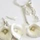 White Calla Lilies Set - Calla Lilies Jewelry Set - Gifts - White Calla Lilies Bridesmaid, Necklace, Bridesmaid Jewelry Set