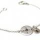 Personalized Compass Bracelet, Sterling Silver, Best Friend Bracelet, Initial Bracelet, Nautical Jewelry, Friendship bracelet