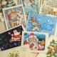 Vintage 80s Soviet Postcard, Mini Postcard, Set of 9, Unsigned, Collectible Greeting Card, Happy New Year, Made in USSR