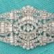 Art Deco Wedding Brooch, Art Deco Bridal Brooch, Sash brooch, Rhinestone Silver Brooch, Glam Brooch, Dress Broach