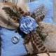 Rustic Ring Bearer Pillow - Shabby Chic - Denim and Burlap - with Pheasant and Guinea Feathers - Ready to Ship