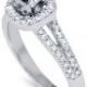1/2CT Cushion Halo Diamond Engagement Ring Setting Semi Mount 14 K White Gold