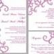 DIY Bollywood Wedding Invitation Template Set Editable Word File Download Purple Eggplant Invitation Indian invitation Bollywood party