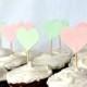 12 Mint and Peach Heart Cupcake Picks, custom colors available