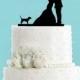 Couple Kissing with Beagle Dog Acrylic Wedding Cake Topper