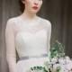 Agnia // Long sleeve wedding dress - Wedding gown - Tulle wedding gown - Etherial wedding dress - Swiss dot wedding - Peach wedding gown