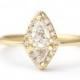 Diamond Cluster Ring - Pear & Trillion Diamond Ring - 0.3 Carat Pear Diamond - 18k Solid Gold