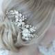 Ivory & Gold Floral Clip, Bridal Hair Accessoy, Gold Bridal Hair Clip, Floral Bridal Clip, Gold Wedding Hair Comb, Gold Headpiece ~TC-2274-G