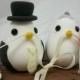 Custom Wedding Cake Topper--Love Bird Couple with Clay Log Base--NEW