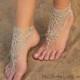 Crochet Barefoot Sandals, Nude shoes, Foot jewelry,Foot thongs, Barefoot Sandles, Linen
