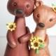 Personalized Bear Wedding Cake Topper -animal clay cake topper and keepsake for original woodland, rustic and chic wedding theme