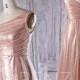 2016 Peach Mesh Bridesmaid Dress Long, Rose Gold Sequin Wedding Dress, One Shoulder Prom Dress, A Line Evening Gown Floor Length (HQ303)
