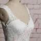 Sheer Lace Back Wedding Dress V Shape Lace-Neckline Wedding Dress Chiffon Wedding Bridal Dress with Waistband A-line Style Wedding Dress