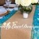 Burlap Table Runner /Teal/Green Lace/3ft-10ft x14"-16"Wide/Peacock/Wedding Decor/Teal Weddings/table decor/Centerpiece/other color options