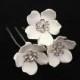 White Flower - Wedding Hair Accessories, Bohemian Wedding Hairstyles Hair Flower - Set
