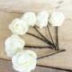 Ivory  Rose Wedding Hair Pins, Ivory Bridal Hair Pins, Hair Accessories, Bridesmaid Hair, Woodland - Set of 8