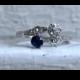 Awesome Vintage 14K White Gold Twin Diamond and Sapphire Ring - 1.12ct.