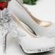 "Elegant Series" Vogue Lace Flowers / Crystal High Heels Wedding Bridal Shoes