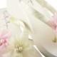 Wedding Flip Flops -Pink & Ivory Pearl Chiffon Flower - Bride Wedges Bridesmaid Sandals Shoes