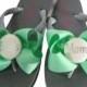 Mint Green Bow Bride's Mom Flip Flops For The Wedding Shoes
