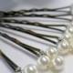 Bridal Hair Pins. Pearl Bridal Hair Pins. Cluster of 3 Pearls. Set of 6 Hair Pins In White or Cream Swarovski Pearls