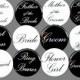 Custom Bridal Party - Buttons Pins Badges 1 1/2 inch Set of 12