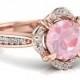 1ct Round Morganite Floral Vintage Halo Engagement  14K Rose Gold Anniversary, Wedding Ring, Light Pink Morganite Floral Halo Ring