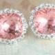 Pink crystal earrings,swarovski earrings,square earrings,stud earrings,crystal earrings,bridal earrings,bridesmaid earrings,pink wedding