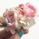 Pink And Blush Flower Comb- Flower Comb- Rustic Wedding Headpiece- Bridal Comb