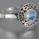 size 8.5 Ready to Ship The SECRET DELIGHT silver ring with Moonstone and white sapphires