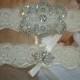 SALE - Wedding Garter, Bridal Garter, Garter Set - Crystal Rhinestone on a IVORY Lace - Style G20888