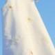 Girl dress, linen & organza dress, white linen and gold organza,  wedding , made in spain