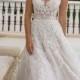 Bridal V Neckline Lace Embroidered Bodice Beautiful A Line Wedding Dress