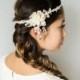 Ivory Lace Bridal Headband- Romantic Wedding Headpiece- Bohemian Bridal Hair Accessory- Flower Crown