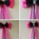 Pink and Black Birthday Party Decoration,  Sweet 16 Bow, Quinceanera Bow, Bridal Shower Bow, Wedding Pew Bow, Teen Birthday Decoration