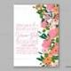 Wedding Invitation vector template with watercolor flower
