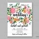 Wedding Invitation vector template with watercolor flower