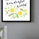 Quote Art Print - 6x8 Printable Instant Download, What a Wonderful World, Floral Wall Art, Folk Art
