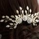 Gold Wedding Headpiece Gold Bridal Hair Accessories Gold Large Wedding Comb Leaf Comb Pearl Crystal Showstopper Hair Piece PIPER GRAND