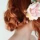 Bridal headpiece, rose comb, wedding flower comb, pink wedding hair piece, woodland hair accessory