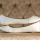 Wedding Flats - Ivory Wedding Shoes/Wedding Ballet Flats, Ivory Flats, Wedding Shoes with Ivory Lace. US Size 10