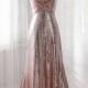 sequins prom dress, long evening dress, formal dress, homecoming dress with Rose Gold