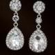 Sparkling teardrop earrings, Classic rhinestone dangle earrings, Bridal crystal earrings, Silver, Wedding earrings,