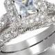 3.55 Princess Cut Wedding Ring Set Women's Engagement Ring Diamond Simulated Bridal Set CZ Cubic Zirconia 925 Sterling Silver Platinum ep
