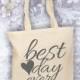Bride Tote Bag, Best Day Ever Bag, Personalized Tote for the Bride, Wedding Date Bag, Canvas Tote Bag, Bride Bag, Bride Gift, Bride to Be