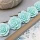 Aqua Rose Bobby Pins Set of Five Hair Slides Mint Wedding Bridal Hair Accessories Romantic Floral Flower Hair Clips Rose Garden Pastel Mint