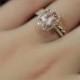 Handmade Morganite Ring Set! Engegement Ring Set 7x9mm Natural VS Pink Morganite Ring Set Solid 14K Rose Gold Ring Wedding Ring Promise Ring